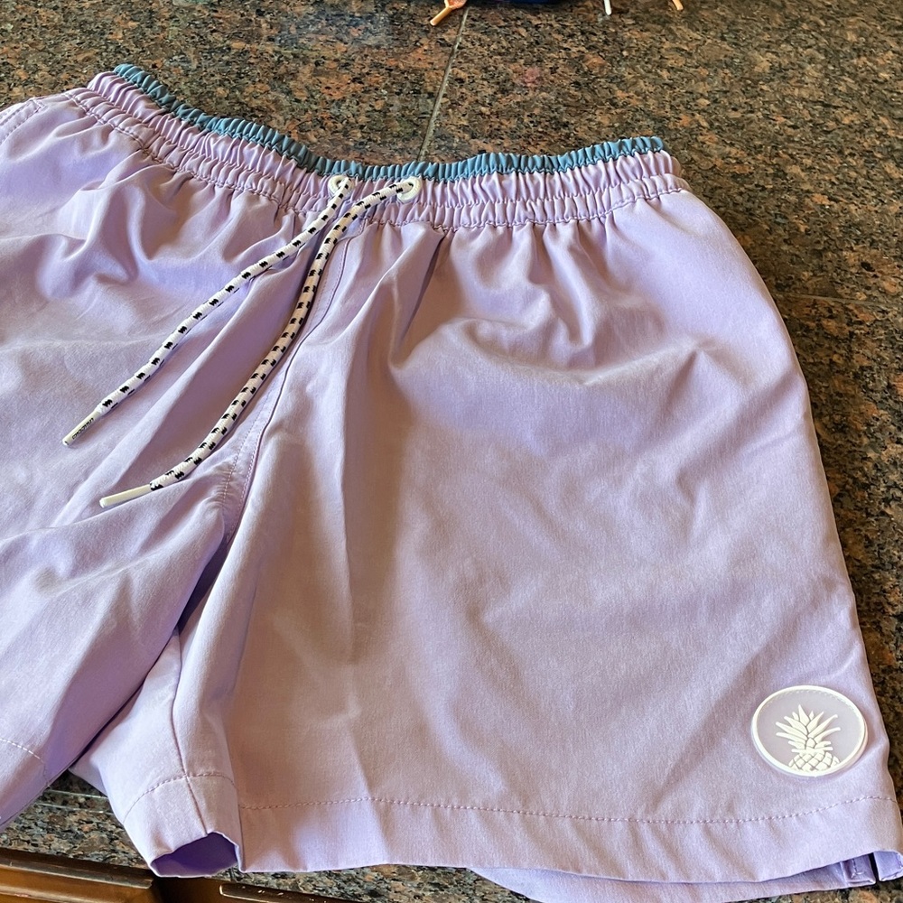 Chubbies Light Purple Swim Shorts with Pineapple Logo